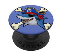 Funny Pirate Shark Crossed Bones Halloween Costume PopSockets Adhesive PopGrip
