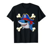 Funny Pirate Shark Crossed Bones Halloween Costume T-Shirt
