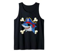 Funny Pirate Shark Crossed Bones Halloween Costume Tank Top