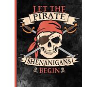 Funny Pirate Skull Notebook with Bandana and Swords, Halloween Theme Journal for Students, Teachers, School, and Costume Lovers