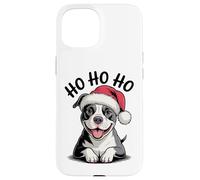 Funny Pitbull Dog Santa Hat Ho Ho Ho Christmas Pit Bull Case for iPhone 15