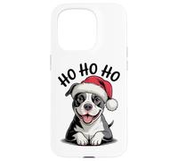 Funny Pitbull Dog Santa Hat Ho Ho Ho Christmas Pit Bull Case for iPhone 15 Pro