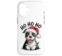 Funny Pitbull Dog Santa Hat Ho Ho Ho Christmas Pit Bull Case for iPhone 16