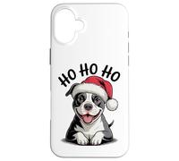 Funny Pitbull Dog Santa Hat Ho Ho Ho Christmas Pit Bull Case for iPhone 16 Plus