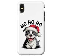 Funny Pitbull Dog Santa Hat Ho Ho Ho Christmas Pit Bull Case for iPhone X/XS
