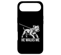Funny Pitbull Walking Dog Owner Shirt He Walks Me Dog Dad Case for iPhone Air