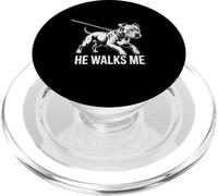 Funny Pitbull Walking Dog Owner Shirt He Walks Me Dog Dad PopSockets PopGrip for MagSafe
