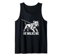 Funny Pitbull Walking Dog Owner Shirt He Walks Me Dog Dad Tank Top
