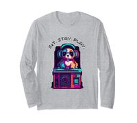 Funny Pixel Art Dog Gamer - Sit Stay Play - 80s Arcade Style Long Sleeve T-Shirt