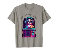 Funny Pixel Art Dog Gamer - Sit Stay Play - 80s Arcade Style T-Shirt