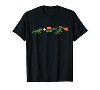 Funny Pixel Art Iguana + Fire Flower = Dragon 16-Bit Gaming T-Shirt