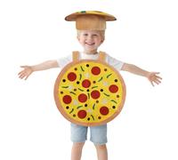 Funny Pizza Costume Set Adults Kids 2Pcs Italian Pizza Outfit Food Hat Cap Set Italian Themed Party Cosplay Halloween Christmas Costume Tunic Tabard Outfit Headwear Party Photography Supplies Props