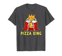Funny Pizza King Pizza Lover Margherita Pepperoni Slice T-Shirt, Men, Dark Heather Grey, Medium