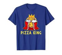 Funny Pizza King Pizza Lover Margherita Pepperoni Slice T-Shirt, Men, Royal Blue, Small