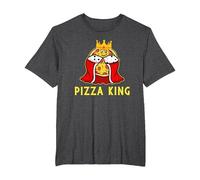 Funny Pizza King Pizza Lover Margherita Pepperoni Slice T-Shirt, Men's Big and Tall, Dark Heather Grey, 2X Tall