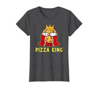 Funny Pizza King Pizza Lover Margherita Pepperoni Slice T-Shirt, Women, Dark Heather Grey, Large