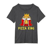 Funny Pizza King Pizza Lover Margherita Pepperoni Slice T-Shirt, Women's Plus, Dark Heather Grey, 1X