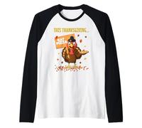 Funny Pizza Lovers Thanksgiving Turkey Vegetarians and Vegan Raglan Baseball Tee