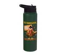 Funny Pizza Lovers Thanksgiving Turkey Vegetarians and Vegan Stainless Steel Insulated Water Bottle