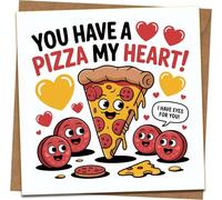 Funny Pizza Pun Greeting Card - You Have a Pizza My Heart - 145mm x 145mm Square Love/Valentine/Anniversary Card with Kraft Envelope for Boyfriend, Girlfriend, Husband or Wife
