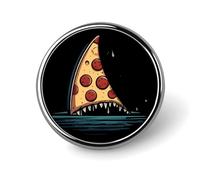 Funny Pizza Shark Round Brooch Pins Badge Printed Button Tie Lapel Backpack Pin Decoration for Women Men