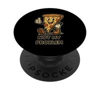 Funny Pizza Slice - Not My Problem Retro Cartoon Food PopSockets Adhesive PopGrip