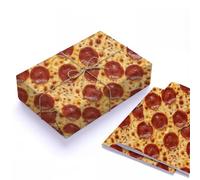 Funny Pizza Wrapping Paper Two Sheets Thick Kraft Folded Flat Gift Wrap for Boys Teens Men Birthday Present Novelty Fast Food Theme