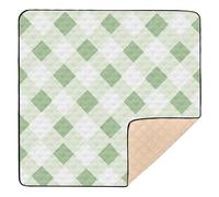Funny Plaid Check Green1 Soft Thick Baby Playmat for Floor Washable Tummy Time & Crawling Mat for Baby Toddler Infant, 50'' x 50''
