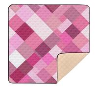 Funny Plaid Check Peach Large Non-Slip Baby Play Mat for Floor Water Resistant Baby Crawling Mat for Babies Infants Toddlers, 50'' x 50''