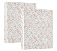 Funny Plaid Check White Rose Gold Clipboard Binders with Interior Pockets 1 Pack 1.5" Aesthetic Binder Home Travel Cards Storage Container Holds 200 Sheets