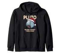 Funny Planet Pluto Santa Hat Xmas Vintage Never Forget Pluto Zip Hoodie