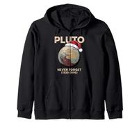 Funny Planet Pluto Xmas Astronomy Vintage Never Forget Pluto Zip Hoodie