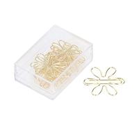 Funny Planner Clips, 100Pcs Metal Gold Paper Clips with Anti Electroplating, Cute Flower and Arrowhead Design - Durable Lightweight, Ideal for Office, Home, and School Use (Flower Pattern)