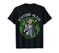 Funny Plant Lover Staying Alive Skeleton Planting T-Shirt