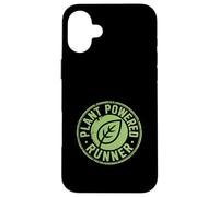Funny Plant Powered Runner Circular Badge Saying Case for iPhone 16 Plus