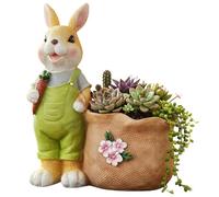 Funny Planter,Bunny with Carrot Easter Decorative Flower Pot - 20cm/7.8inch Cartoon Spring Flower Pot, Animal Succulents Holder for Easter Decoration