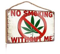 Funny Plaques For Men Prohibited: No Smoking Without Permission Wooded Sign Bathroom Wood Hanging Sign Bathroom Wood Hanging S(20X30CM)