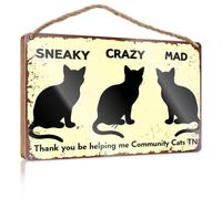 Funny Plaques For Men Sneaky Crazy Mad Thank You For Helping Me Community Cats Tn. Hanging Decor Sign Pool Stuff(20X30CM)