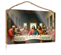Funny Plaques For Men The Last Supper: A Modern Interpretation Wooden Sign Spring Porch Decor Fall Office Decor(15X28CM)
