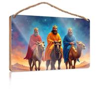 Funny Plaques For Men Three Wise Men On Camels: A Starry Journey Wooden Sign Spring Porch Decor Fall Office Decor(23X35CM)