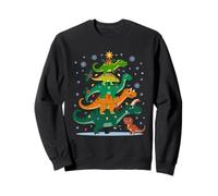 Funny Playful Dinosaur Christmas Tree Lights Holiday Kids Sweatshirt