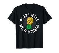 Funny Plays Well with Others Upside Down Pineapple Swinger T-Shirt