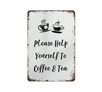 Funny Please Help Yourself To Coffee Tea Metal Tin Sign Home Decor Coffee Wall Art Funny Vintage Metal Tin Sign For Bedroom Living Room Kitchen Yard Garden Wall Decor Gift For Women 8x5.5 Inch