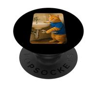 Funny Plumber Cat Meme Handyman Hilarious Orange Cat Joke PopSockets Adhesive PopGrip