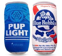 Nestpark Pup Light and Pups Blue Rubbin - Parody Beer Dog Toys - Funny Plush Squeaky and Crinkle Dog Toys Dog Gifts for Dog Birthday (2 Pack) (Mix)