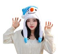 Funny Plush Velvet Santa Hat, Christmas Plush Hats - Snowman Hats Plush Hats - Novelty Hats Adjustable Christmas Hats with Drawstring for Holiday Parties and Family Gatherings