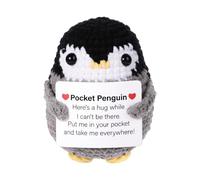Funny Pocket Penguin Hug, 2.6 Inch Knitted Positive Penguin with Card Emotional Support Penguin Cute Wool Crochet Penguin Doll Creative Cheering Gift for Family Friends Encouragement Home Decoration
