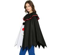 Funny Pointed Clown Cape for Gathering Extravaganza Black White A One Size