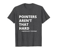 Funny Pointers aren't That Hard C++ Witty Coder T-Shirt, Men, Dark Heather Grey, Medium