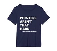 Funny Pointers aren't That Hard C++ Witty Coder T-Shirt, Women's Plus, Navy Blue, 4X